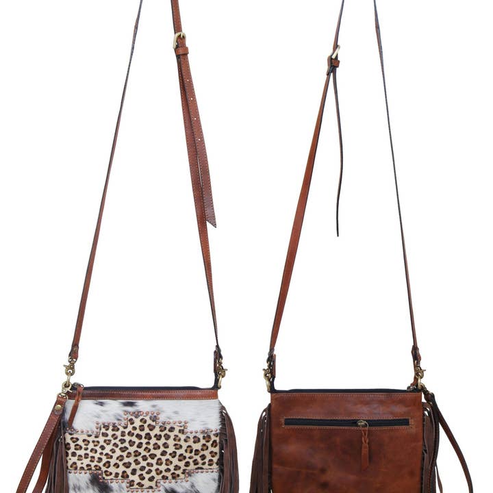 Rafter T Ranch Company - Wholesale Crossbody Bag - Women's - Cowhide And Leopard Crossbody1