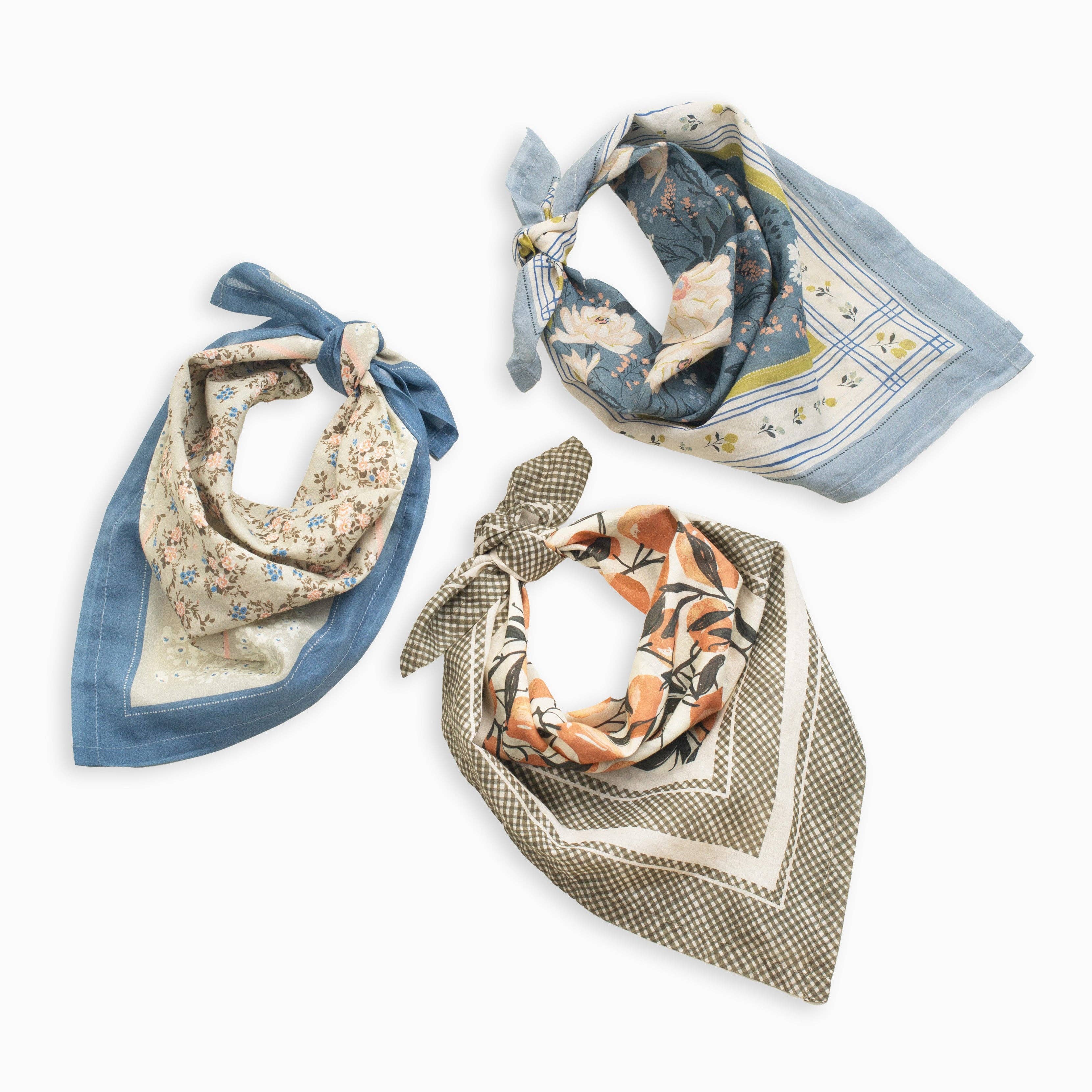 Flowerie - Wholesale Bandana - Dames - Flutterby Bandana | Boomgaard - Olijf & Perzik3