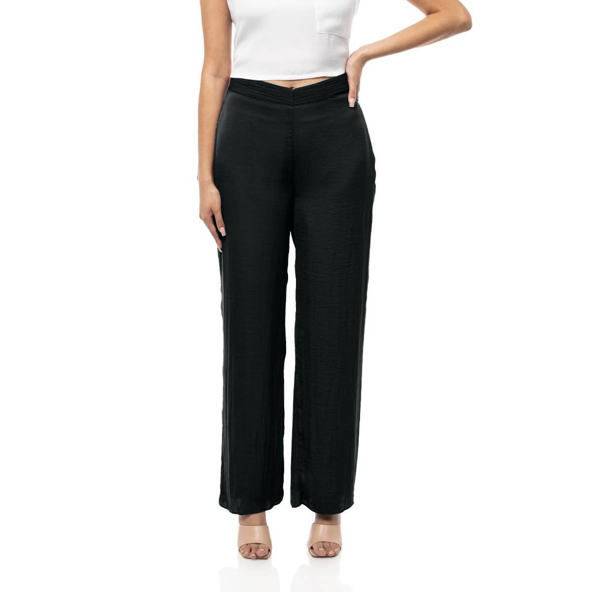 Naked Zebra Rack - Wholesale Pants - Women's - Ruched Waist Satin Pants3