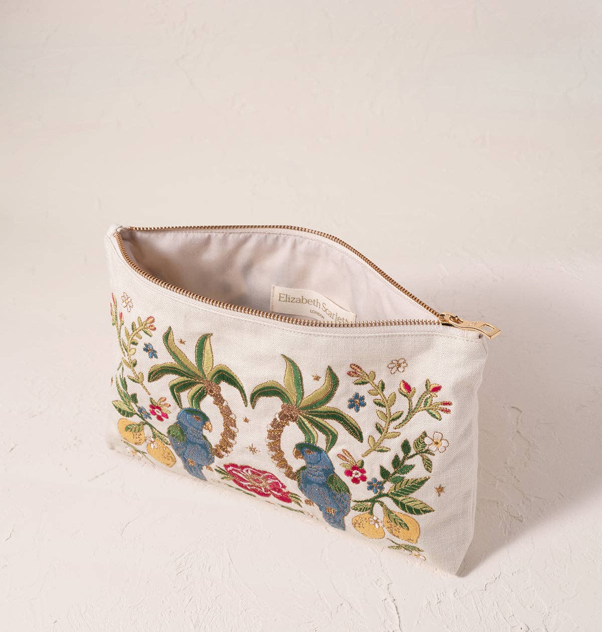 Cream Tropical Parrot Everyday Pouch for wholesale on Faire1