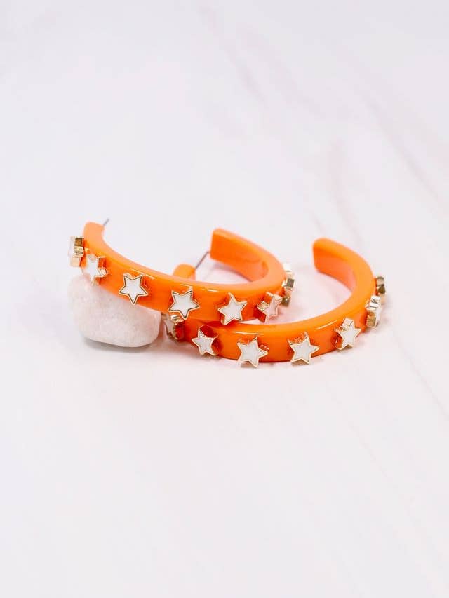 Boucle d'oreille Markei Star Hoop ORANGE pour la vente par Caroline Hill