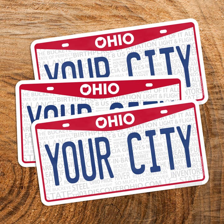 Skylark Printing - Wholesale Phone & Laptop Stickers - Ohio License Plate Souvenir Sticker with Your City