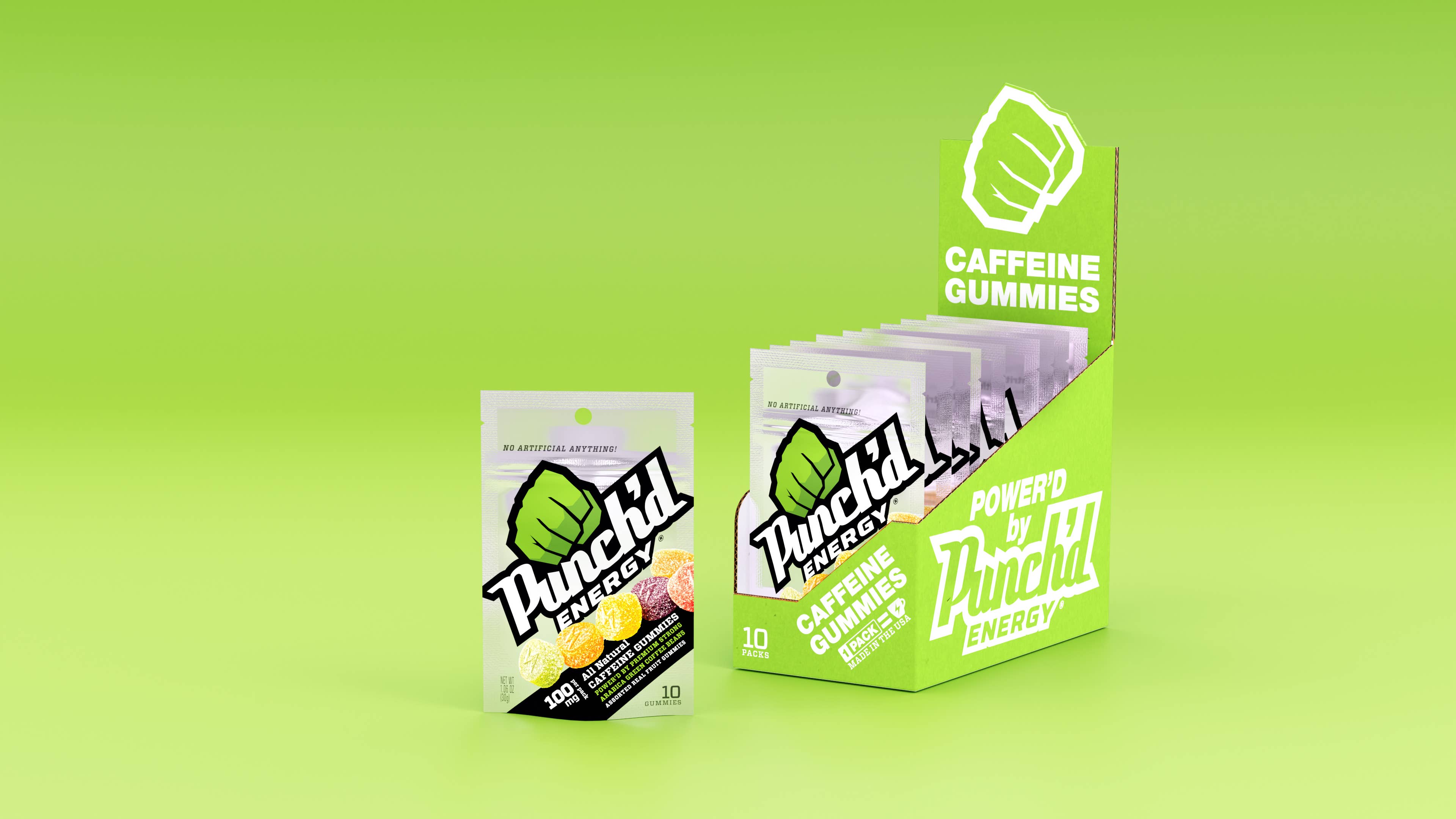 Punch'd Energy - Wholesale Gummy - 1 Box: Punch'd Energy Gummies Green Coffee, Natural Caffeine
