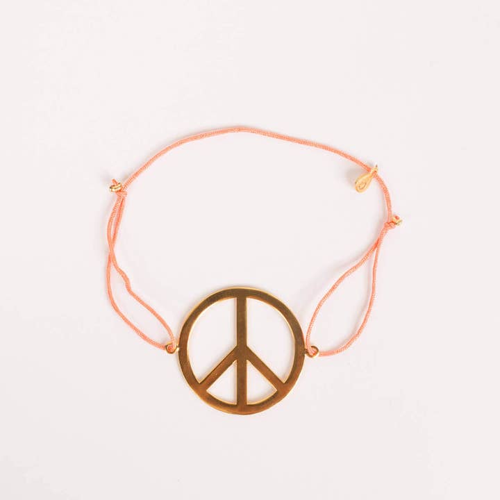 Bohemia Design - Wholesale Charm/Dangle Bracelet - Gold Peace Bracelets, Large, Assorted Colours