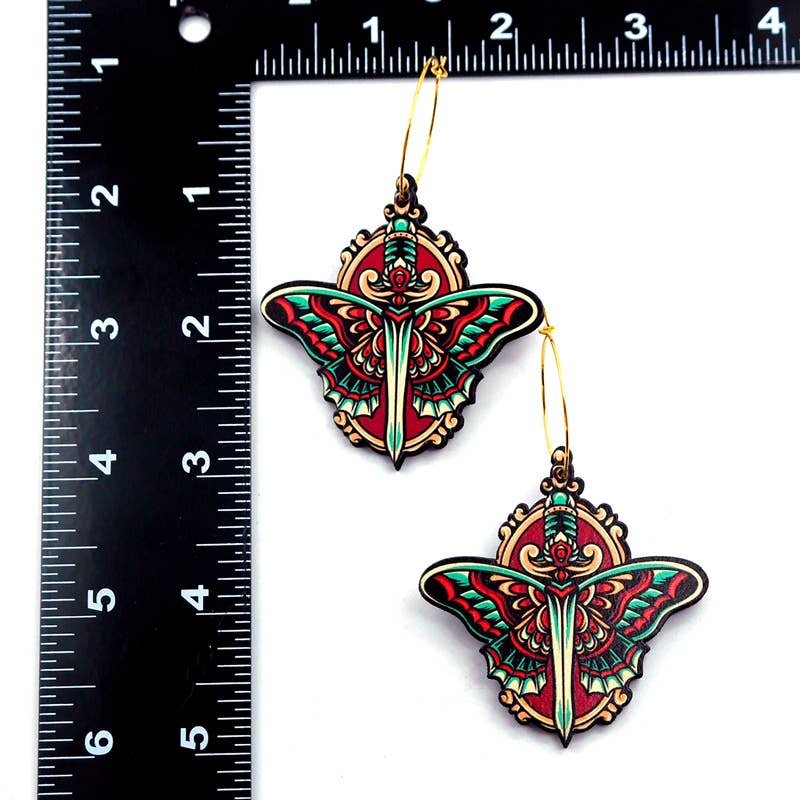 HappyJewelrySupplies - Wholesale Dangle earrings - Cute Handcrafted Sword Moth Wooden Earrings1