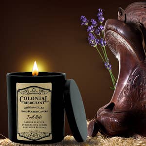 12 oz. Trail Ride Hand Poured Premium Apricot Wax Candle for wholesale by Colonial Merchant