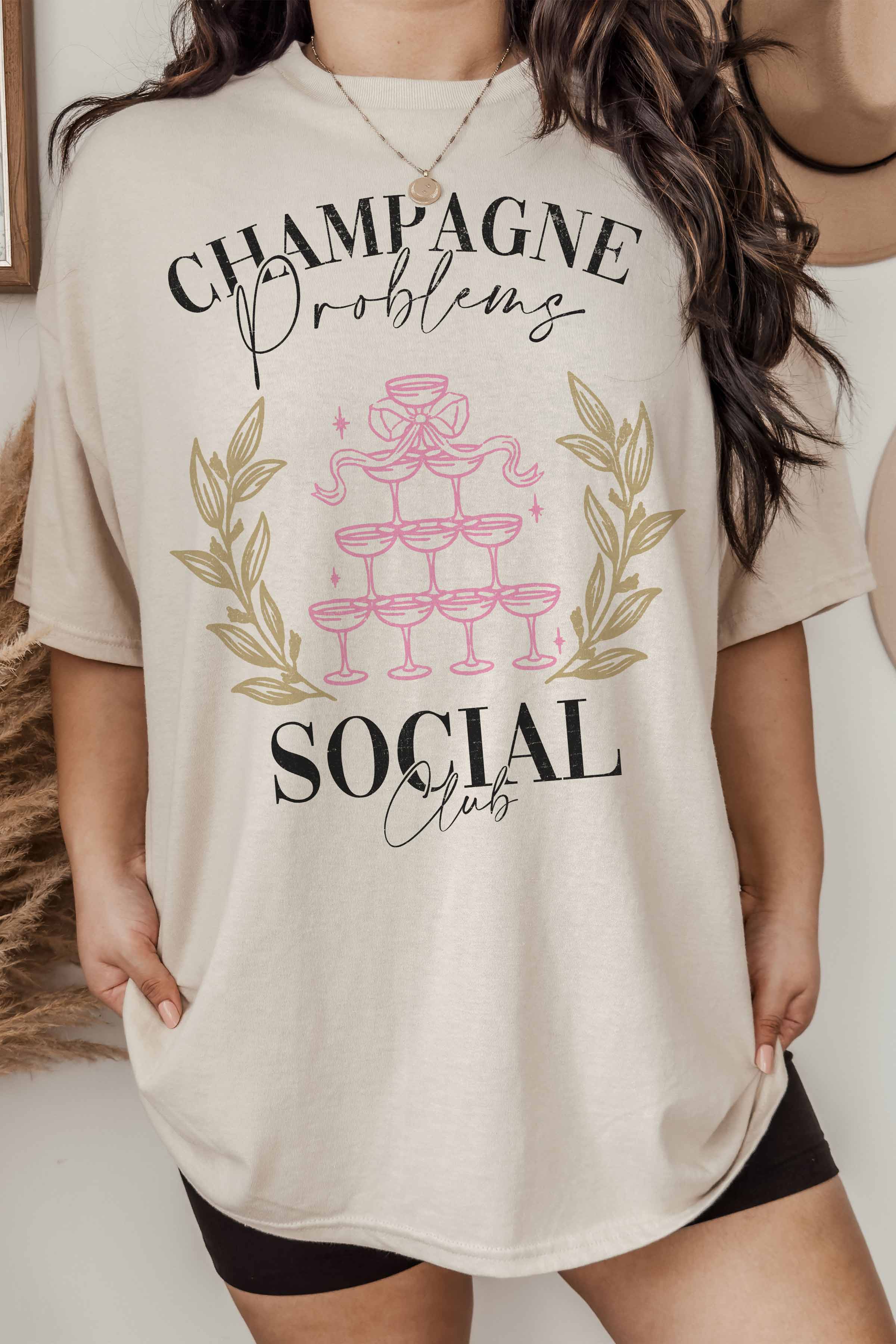 GOOD DAY STREET - Wholesale Screen Printed T-Shirt - Women's - [G1564X-OTS]-CHAMPAGNE SOCIAL CLUB OVERSIZED GRAPHIC TEE1