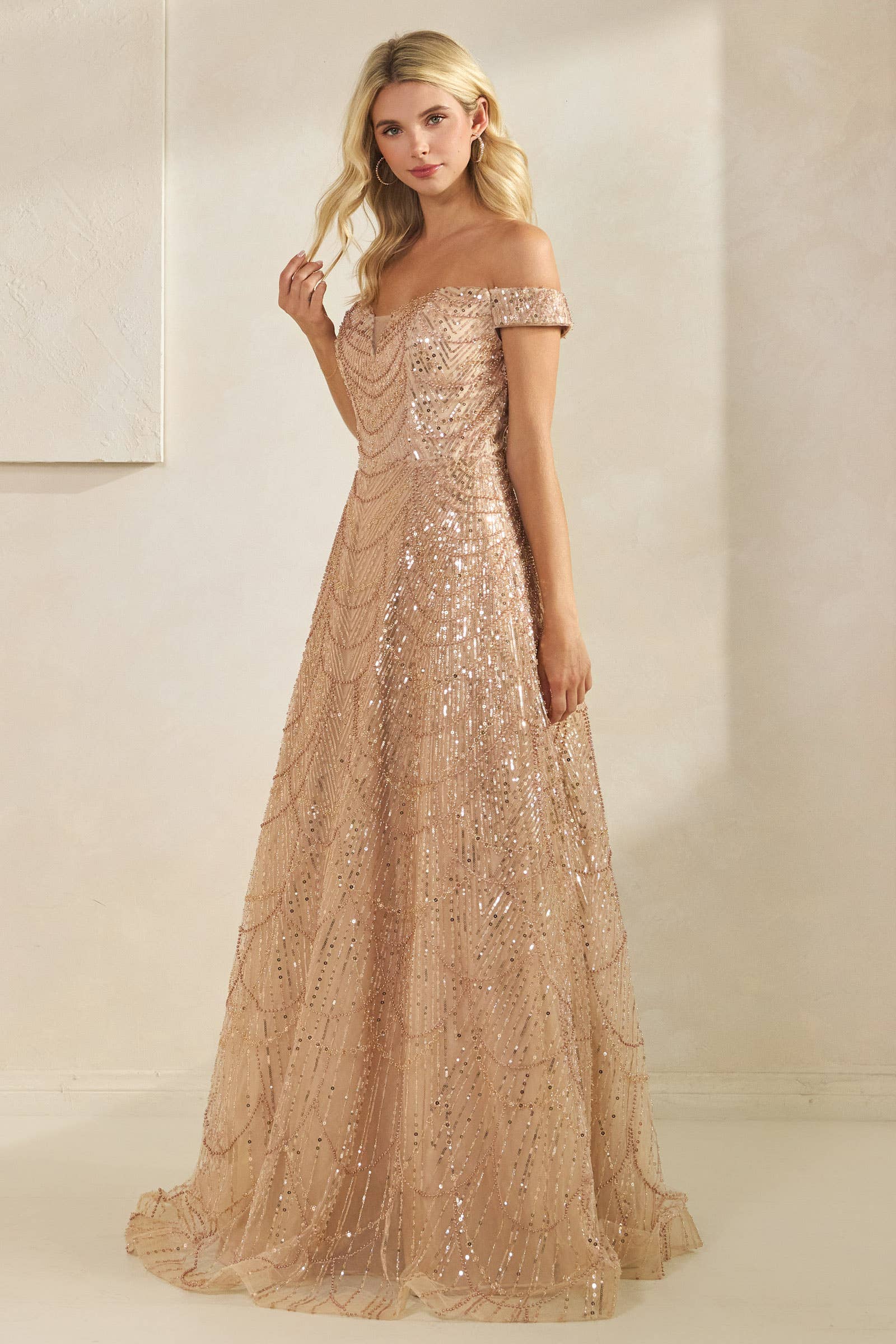 CHAMPAGNE SEQUIN A-LINE CORSET DRESS S#4094 for wholesale on Faire2