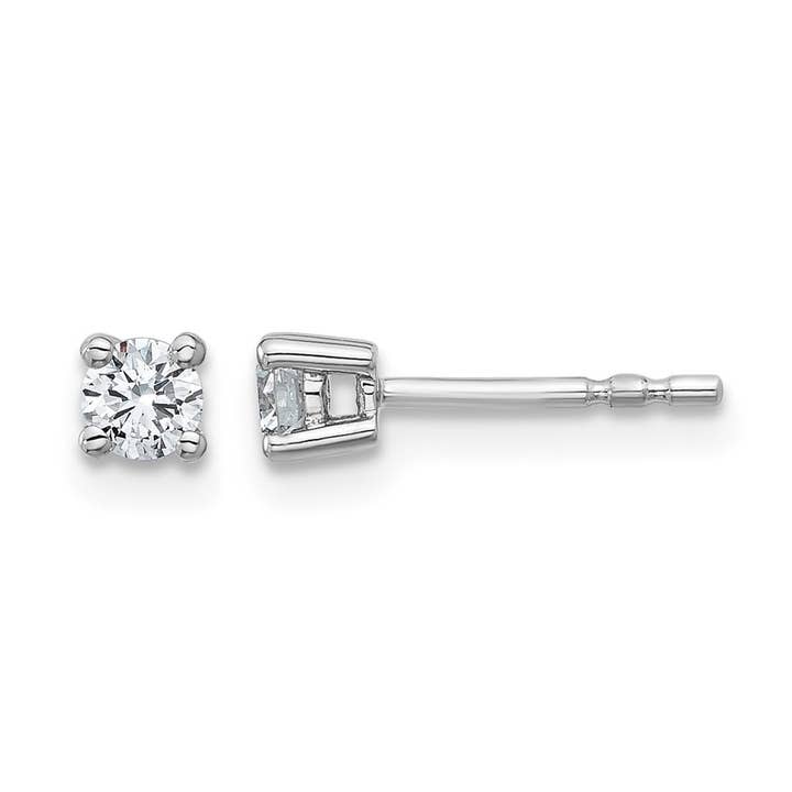 14K White Gold Lab Grown Diamond Round Shaped Diamond Stud Earrings for wholesale by Fine Diamond