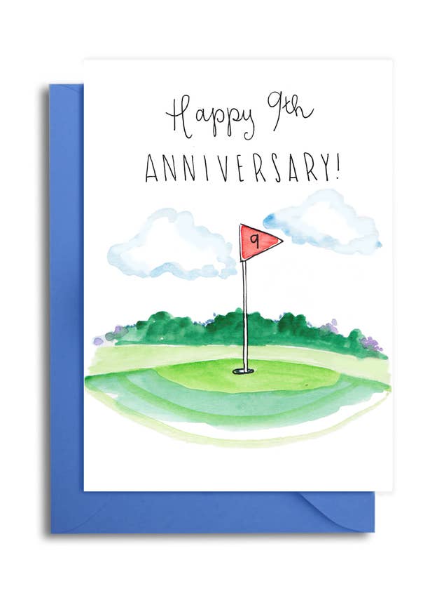 9º aniversário de casamento Golf 9º buraco cartão por atacado de Slow Poke Press
