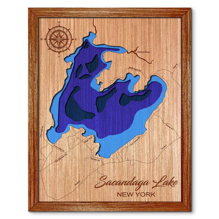 Sacandaga Lake Depth Map - Unique Home Decor Wall Art for wholesale by Premier Gifts and More