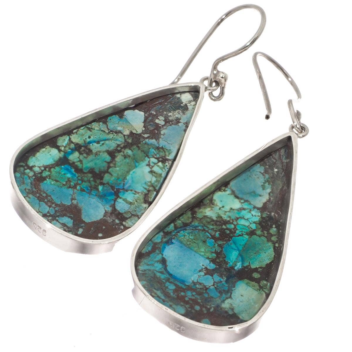 FifiRose – wholesale Dangle earrings – 925 silver genuine blue persian turquoise sterling dangle drop earrings, 1 3/8"3