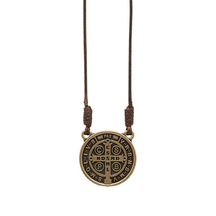 St. Benedict Medal Necklace Bronze 1" for wholesale by Oremus Mercy