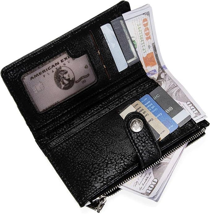 South End Clothing and Apparel L.L.C - Wholesale Wallet - Women's - Wrangler Cow Print Bi-Fold Wallet - Black2