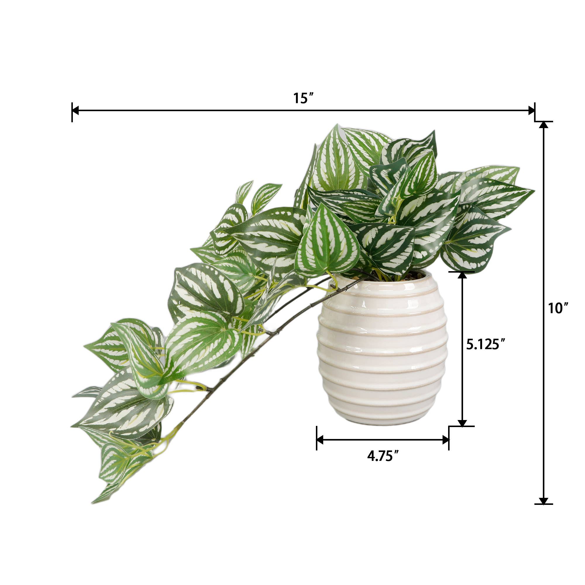 Flora Bunda Inc - Wholesale Artificial Plant - Trailing Faux Peperomia in Ribbed Ceramic Pot1