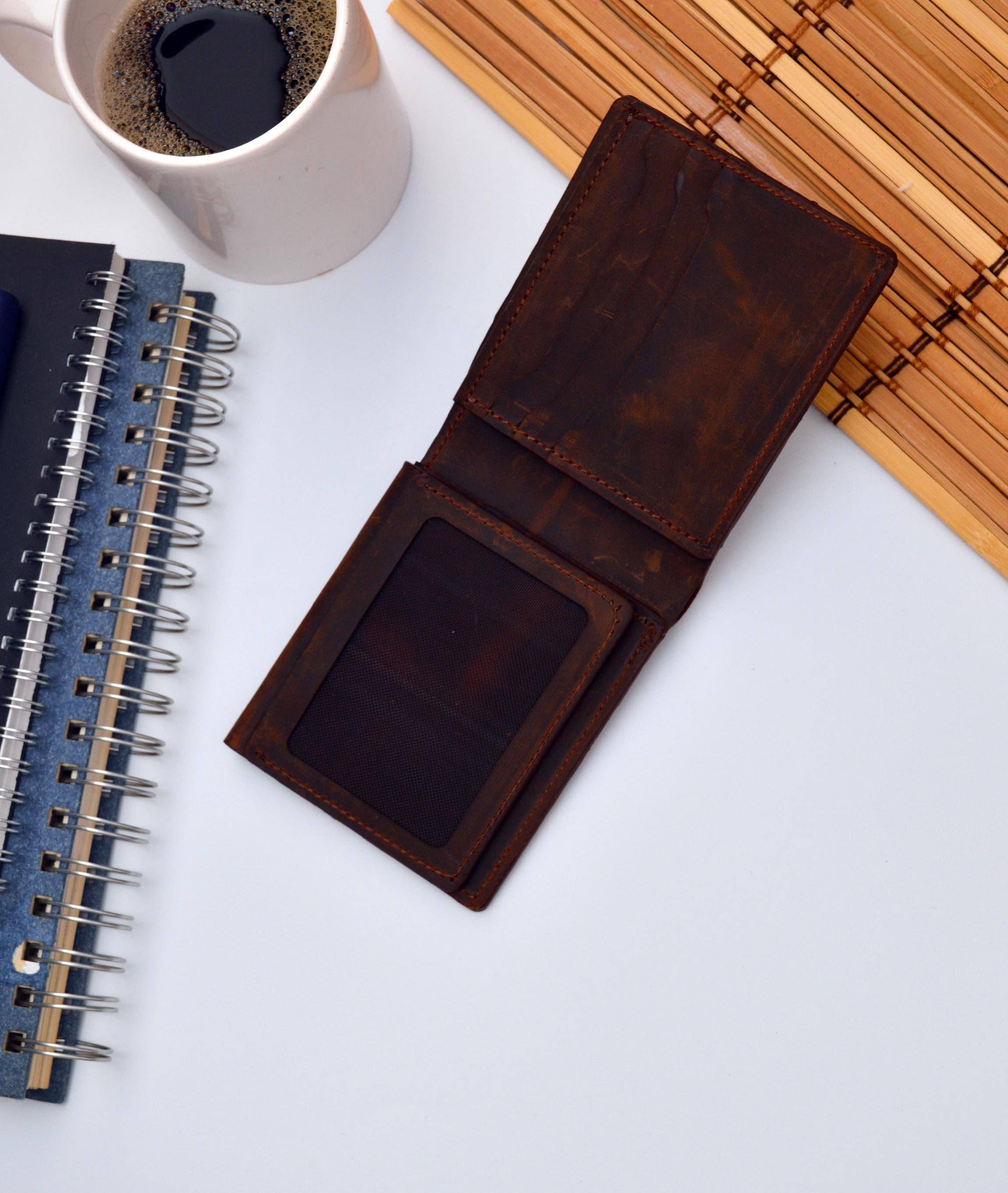 Craftivor – wholesale Wallet - Men’s – Personalized Leather Wallet Men, Engraved Leather Initials Custom Card Cash Holder Wallet8