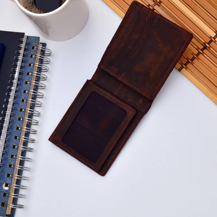 Craftivor – wholesale Wallet - Men’s – Personalized Leather Wallet Men, Engraved Leather Initials Custom Card Cash Holder Wallet8