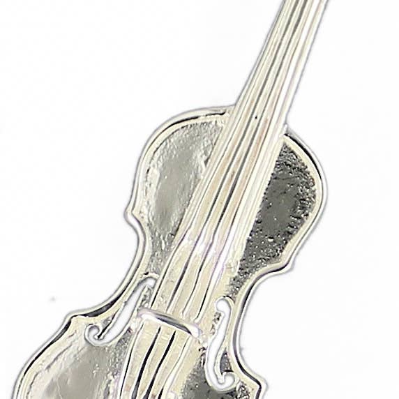Brooch violin 40 mm 925 silver e-coated for wholesale by Janusch