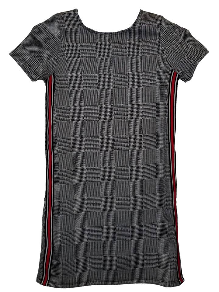 Vestido xadrez lateral listrado para meninas por atacado de Cheryl Creations Kids