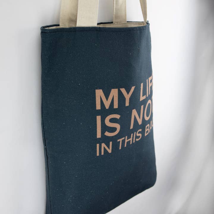 Inspirerande Tote Bag 'Life' i marinen och Natural för wholesale av The Bereket Journey