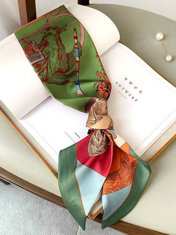 ShieldChic - Wholesale Scarf - Women's - Vintage Printed Contrast Color Silk Scarf4