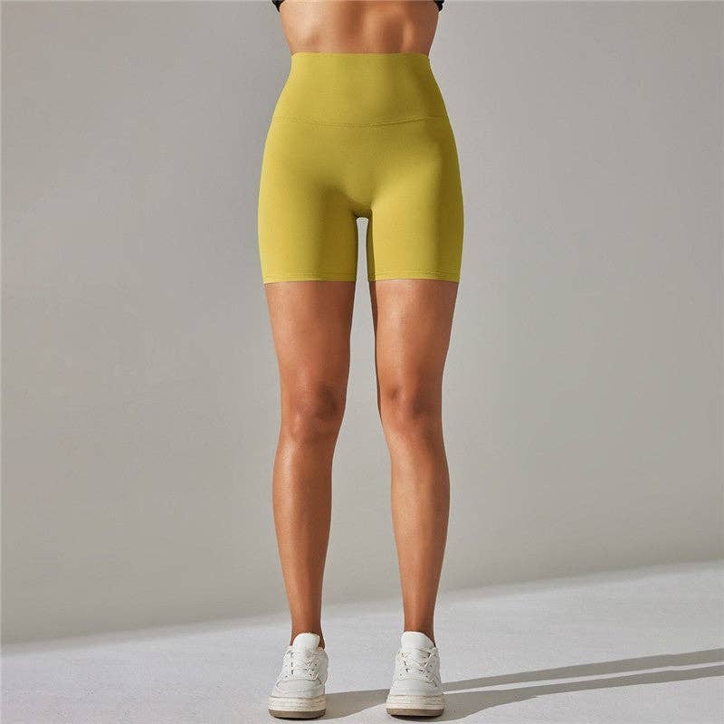 FurDecoration - Wholesale Athletic Shorts - Women's - Solid Color High-Waisted Elastic Sport Shorts0