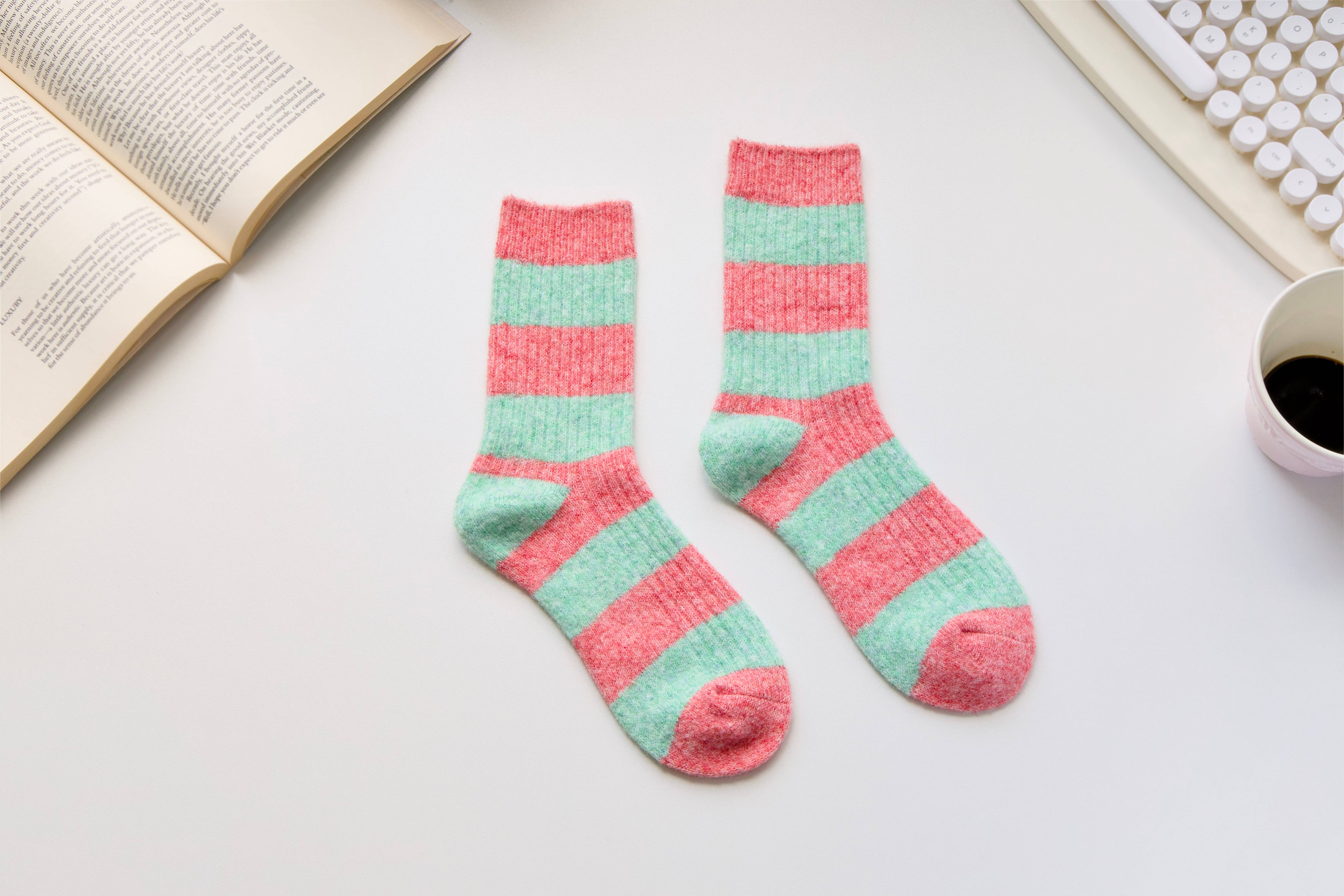 Happy Knits - Wholesale Socks - Women's - Warm Cashmere & Wool Blend Socks – Striped Winter Style4