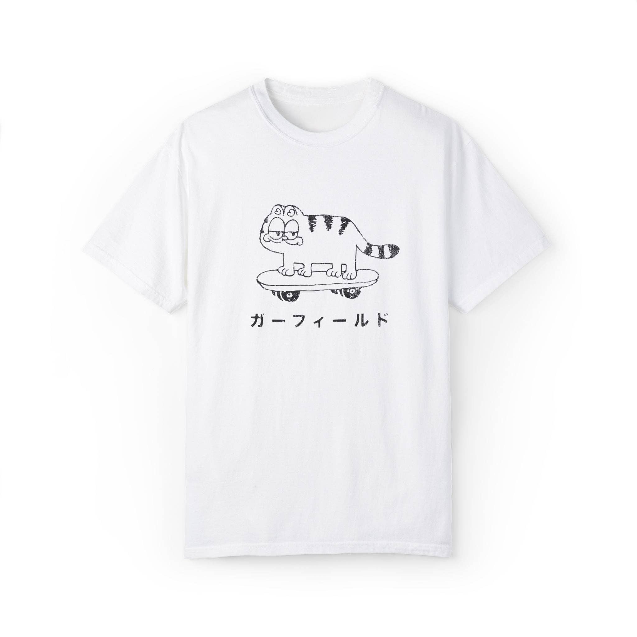 KILLER RETRO - Wholesale Screen Printed T-Shirt - Unisex - Retro Garfield Like Skater Cat Japanese Graphic Tee. 3