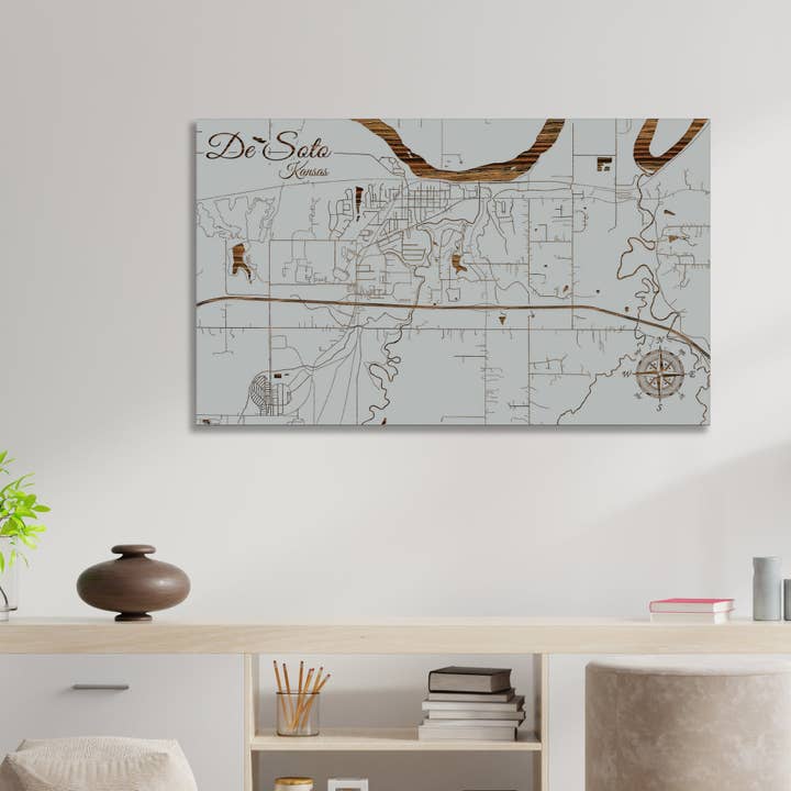 Kansas : carte des rues De Soto pour la vente par Fire & Pine