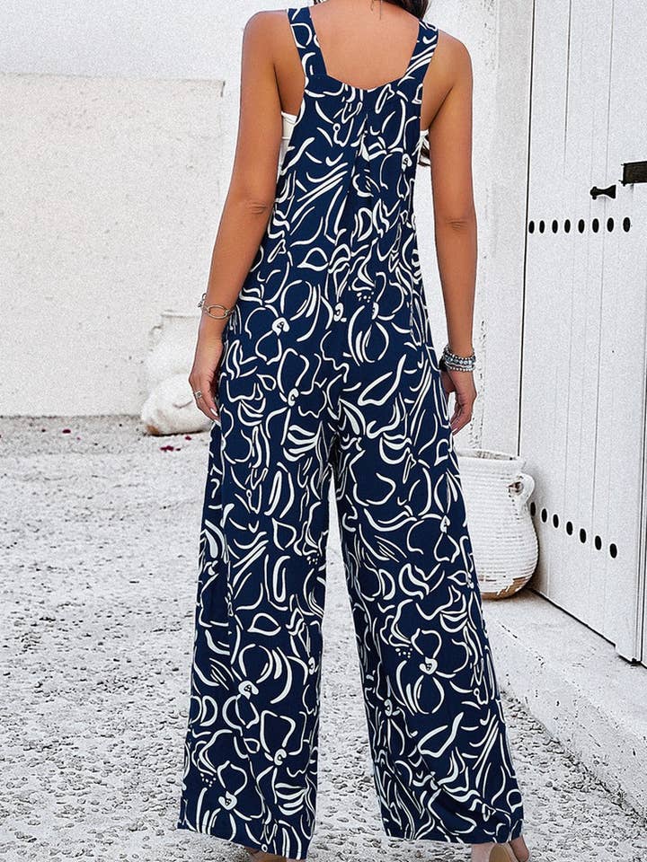 Lily Clothing - Wholesale Jumpsuit - Women's - TEMPERAMENT ELEGANT PRINTING JUMPSUIT_CWSJS0326