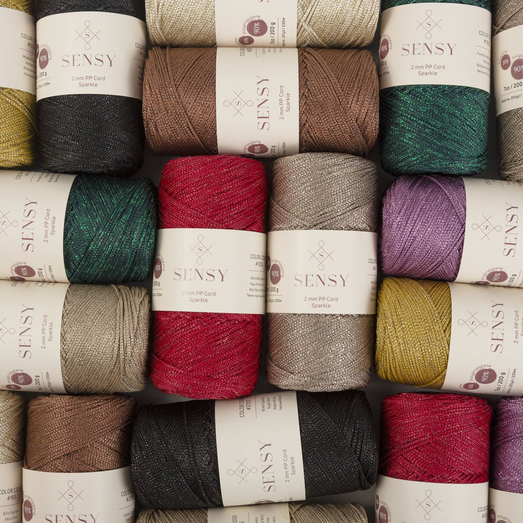 Sensy - Wholesale Yarn - Sensy Premium 2mm Sparkle - 251 yards 90% Polypropylene / 10% Polyester Macrame Cord18