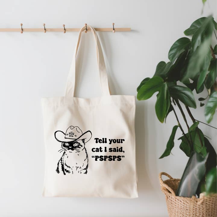 EnchantingSunshine - Wholesale Tote Bag - Unisex - Tell Your Cat I Said Pspsps Canvas Tote Bag