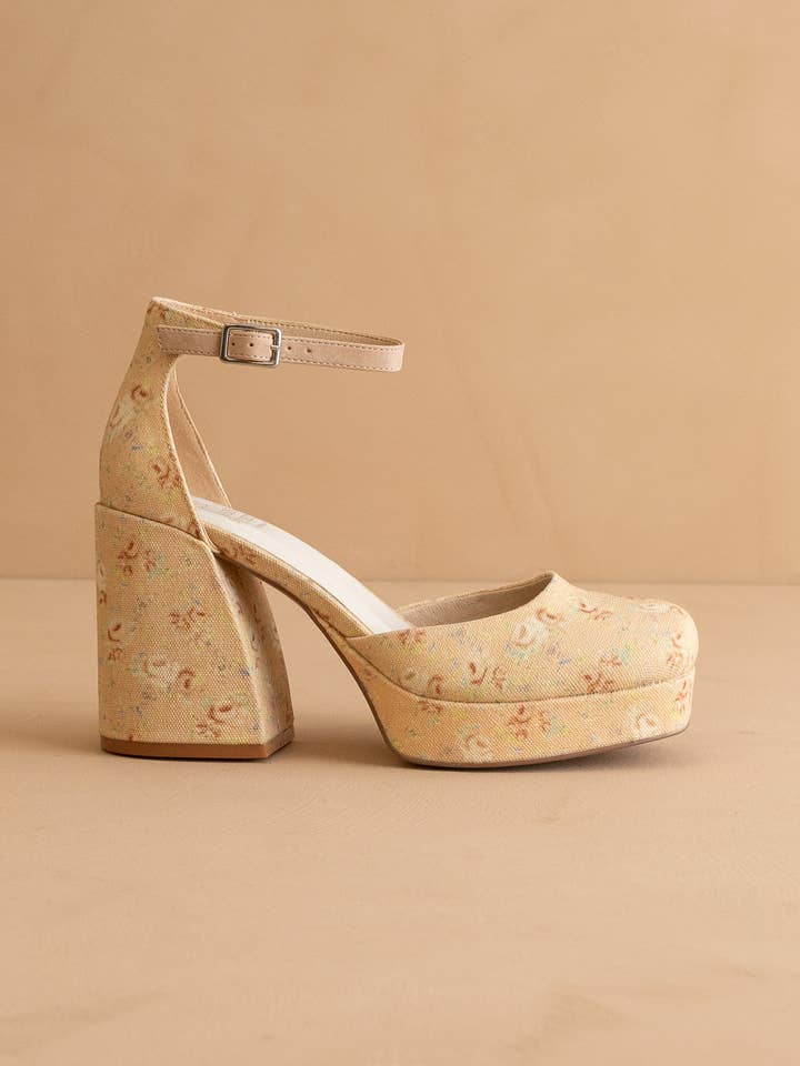 The Oslo Floral | Chunky Platform Mary Janes for wholesale on Faire