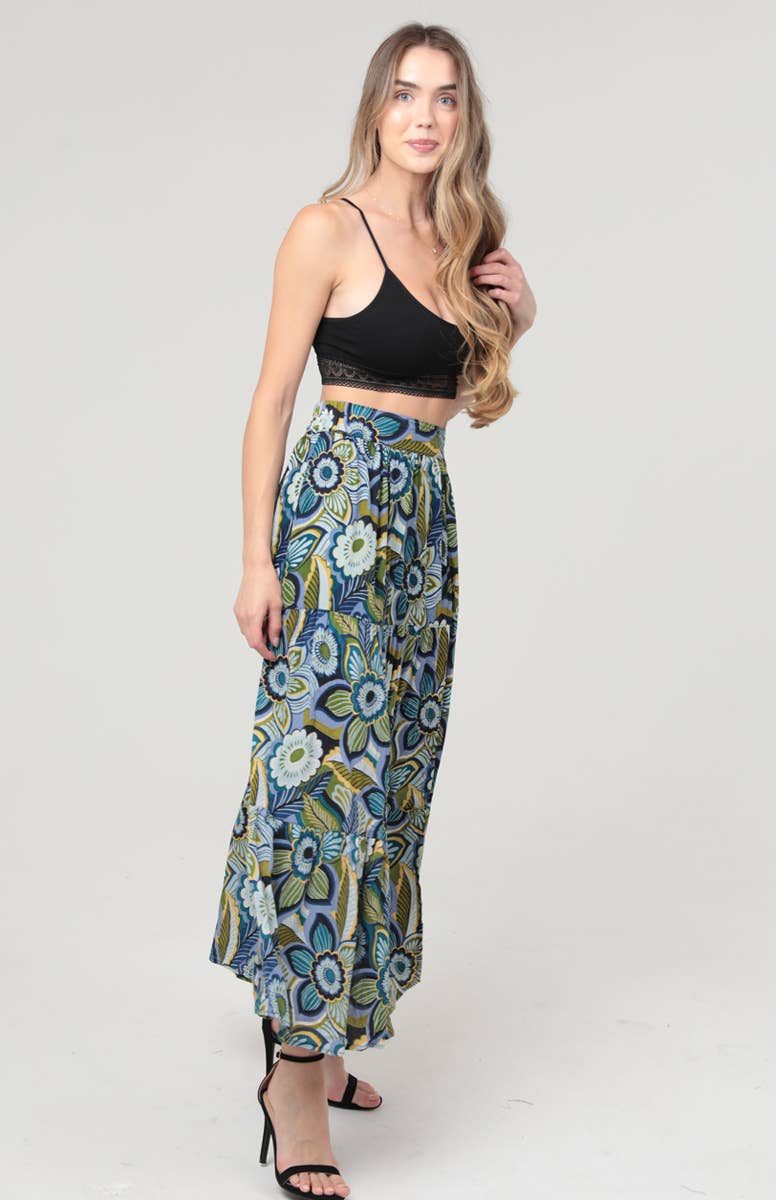 ANGIE - Vente Jupe – femme - Jupe longue à imprimé floral avec fente haute sur le côté3