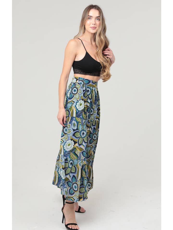 ANGIE - Wholesale Skirt – Women’s - 26N20-FR35 FLORAL PRINT MAXI SKIRT WITH HIGH SIDE SLIT3