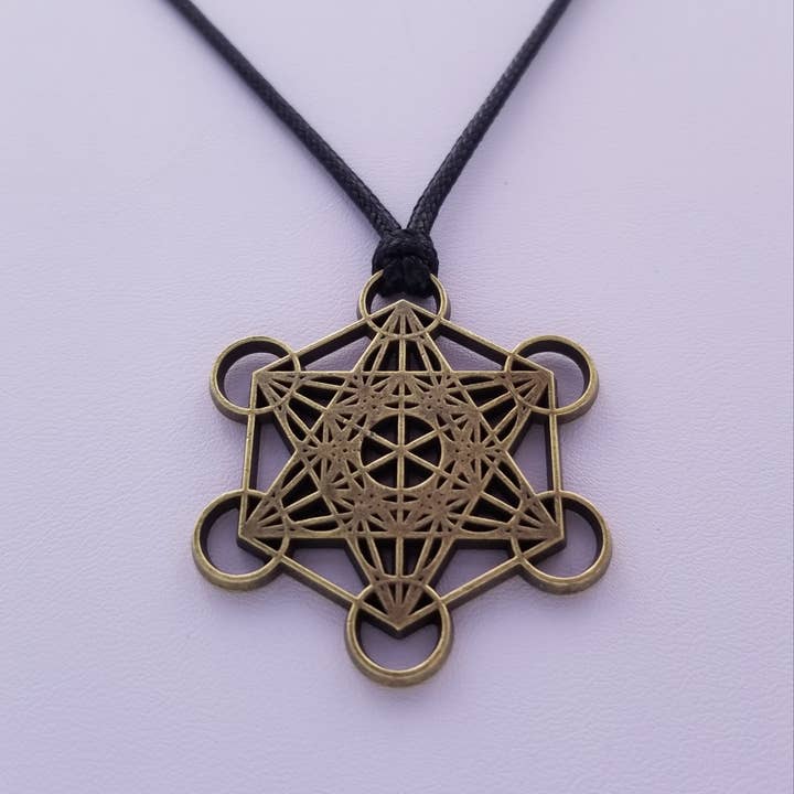Spirit Elevations - Vendita all'ingrosso Collana con ciondolo/pendaglio - Ciondolo talismano cubo Metatrons Merkaba Star Tetrahedron Amulet, Arcangelo Metatrons Cube Sigillo con 5 solidi platonici1