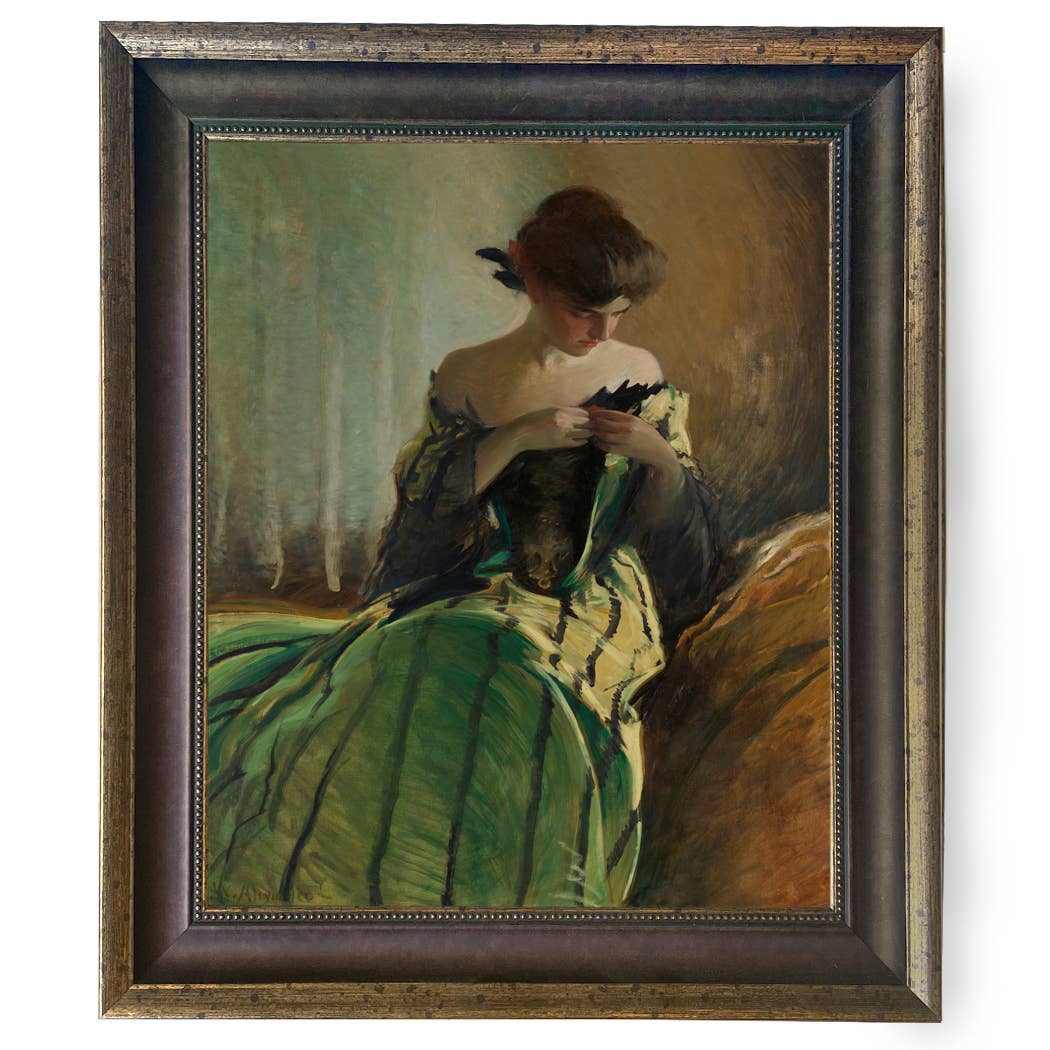 Madison Bay Co. - Historical Home Decor Reproductions - Vendita all'ingrosso Stampa artistica - Stampa su Tela Vintage di Donna in Abito Nero e Verde13