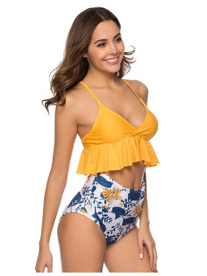 Lovely Lies - Wholesale Two Piece Swimsuit - Women's - Ladies Two Piece Printed Palm Tree Bathing Suit3