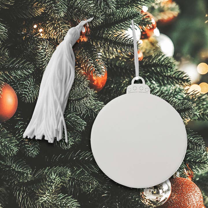 Ball Ornament w/White Tassel for wholesale by Creative Gifts International Inc.