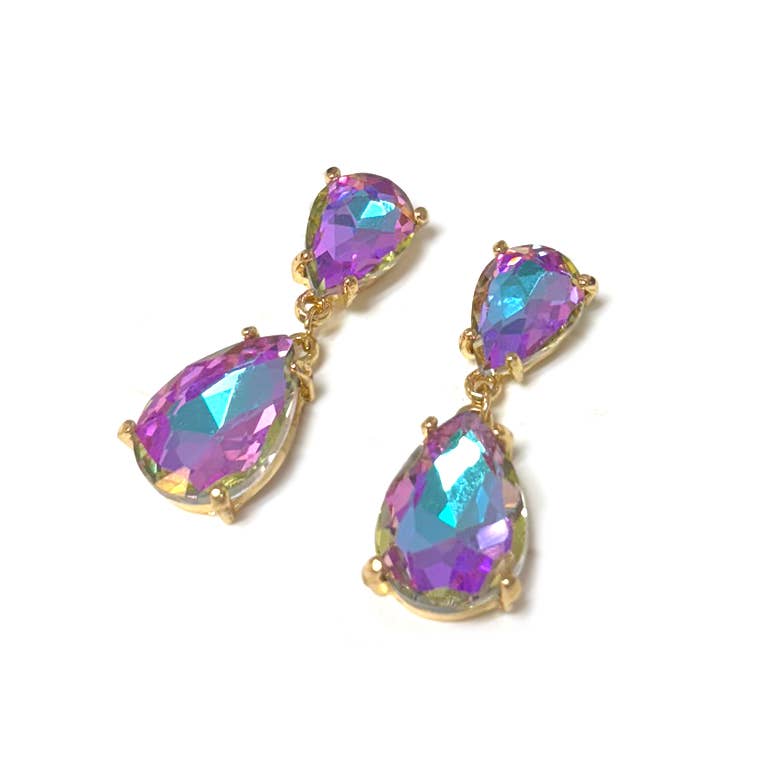 StarryNYC - Wholesale Dangle Earrings - Teardrop Glass Stone Dangle Crystal Bridal Earrings24