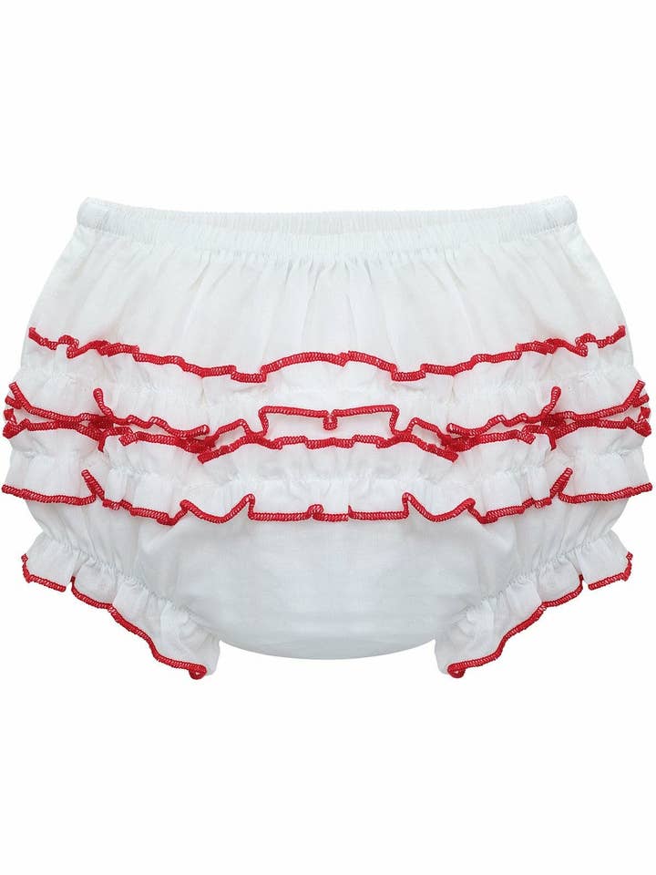 Julius Berger & Carriage Boutique - Wholesale Underwear/Diaper Cover - Baby - Baby Girls Ruffle Diaper Covers RedTrim