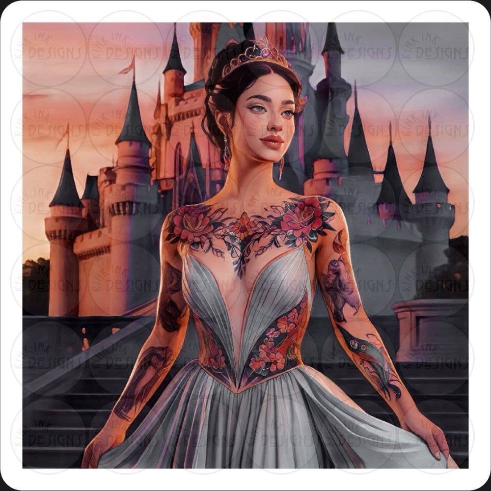 kink Ink Designs - Wholesale Sticker - Princess with tatts Sticker/Magnet0