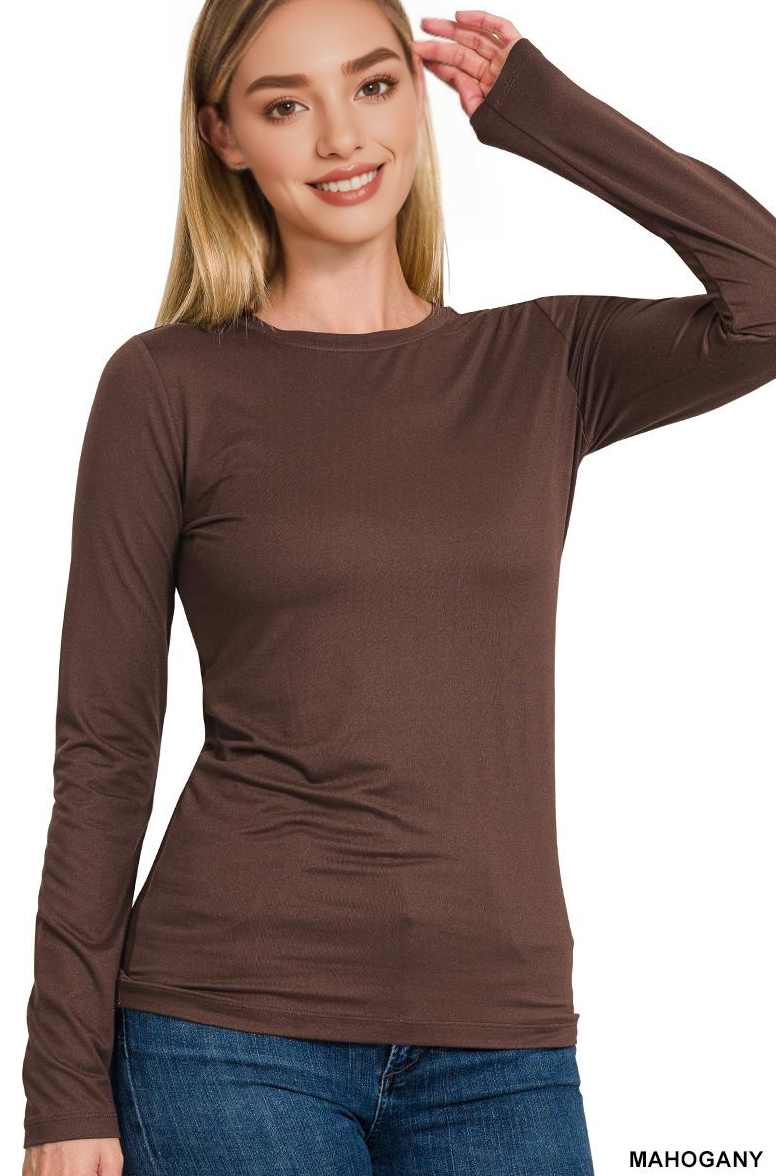 42POPS - Wholesale Knit Top - Women's - ,.0731 Microfiber Long Sleeve Tee SI-249057