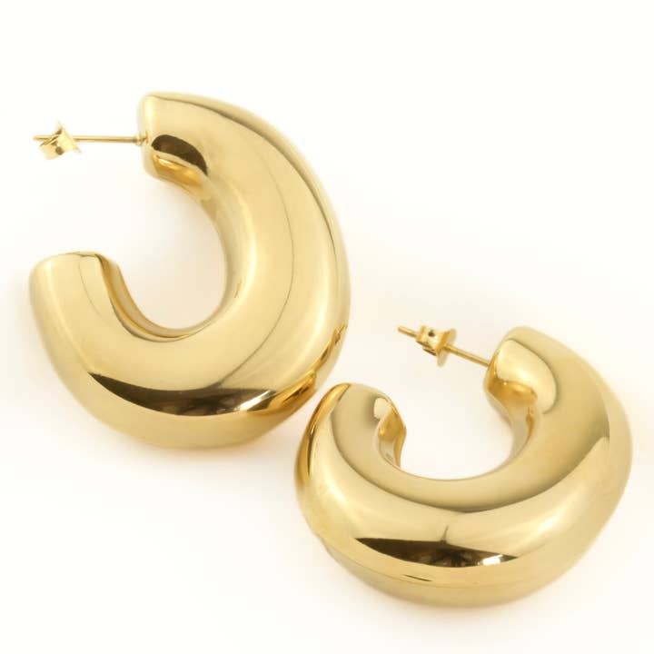 Blueyejewelry - Wholesale Hoop Earrings - Chunky Elongated Hoops - Oversized Thick Oval Hoop Earrings5