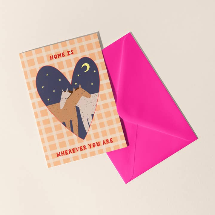 Home Is Wherever You Are Love Card | Horses Valentine's Day for wholesale by Little Black Cat Illustrated Goods