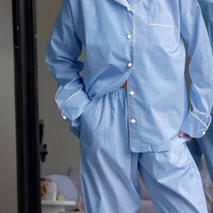 Dipped Shop - Wholesale Sleepwear Set - Women's - Color Block Plaid Loungewear Pajamas Set DP25F8737