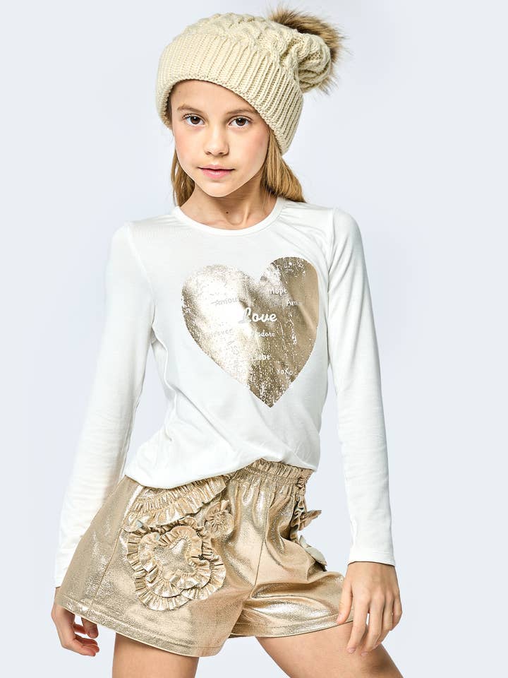 CALÇÕES METÁLICOS EM PELE VEGAN COM FOLHOS por atacado de Hannah Banana , Baby Sara