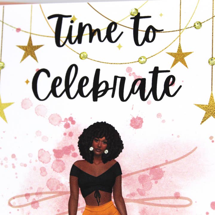 Simply Created - Vente Cartes d'anniversaire - Carte d'anniversaire afro-américaine, carte de vœux faite à la main pour femme noire, femme noire, nom personnalisé pour elle, vierge, cadeau pour une amie, bling7