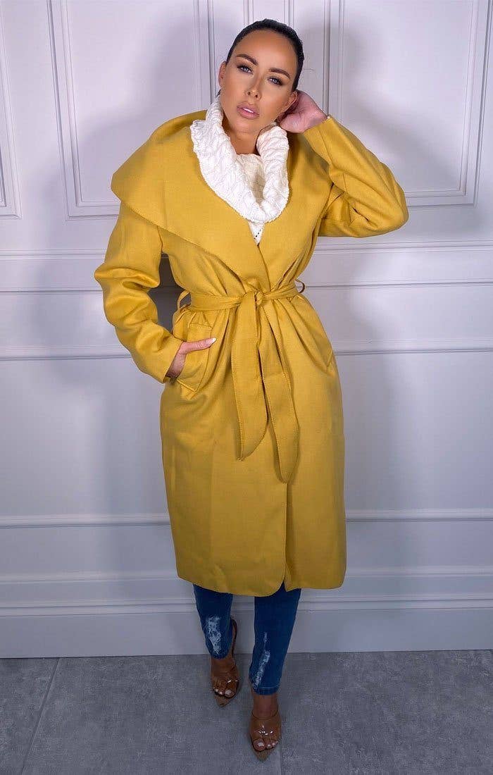 Femme Luxe - Vente Trench – femme - Manteau long ceinturé Mustard Waterfall Duster - Pola0