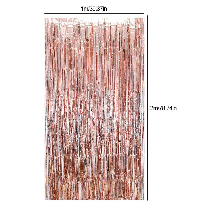 Ellie's Party Supply - Wholesale Decal - Party Decorations - Rose Gold Fringe Tinsel Curtain Backdrop2